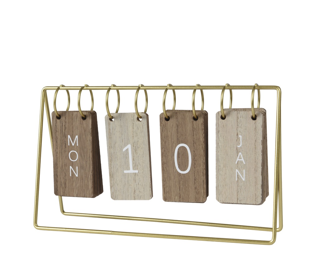 CALENDARIO MESA - MADERA Y METAL - L24.00-W6.00-H14.00cm