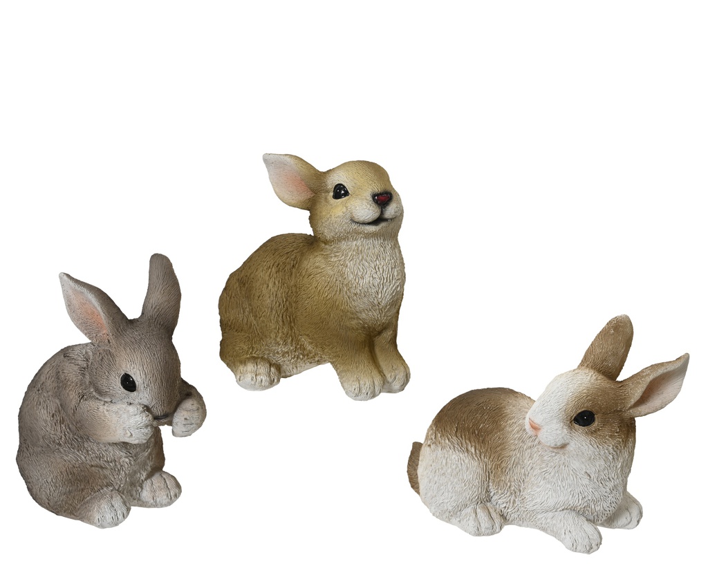 LAPINS EN RÉSINE - 3 MODÈLES - PRIX À L'UNITÉ - L7.50-W12.00-H9.50cm