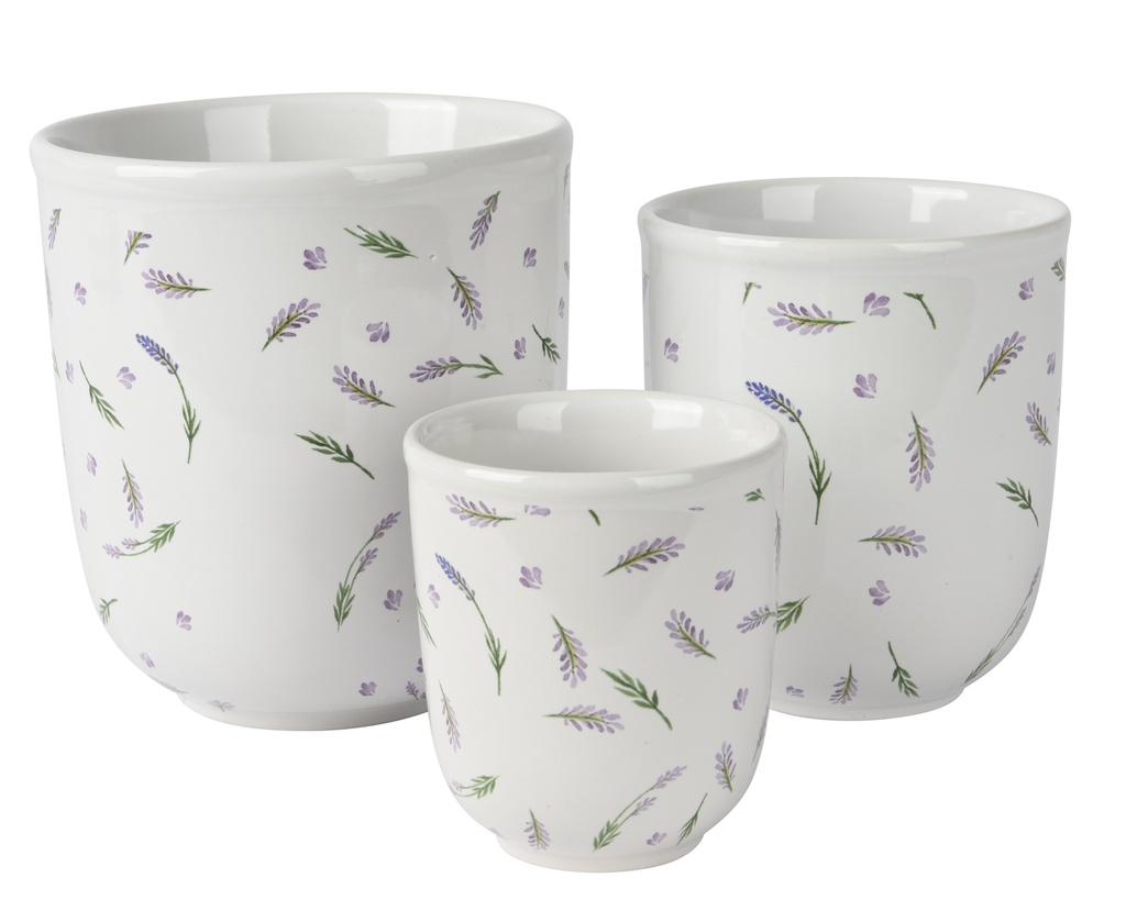 POTS EN PORCELAINE - LOT DE 3 - FAIT MAIN - dia14.00-H16.00cm /dia11.00-H13.50cm /dia8.40-H9.70cm