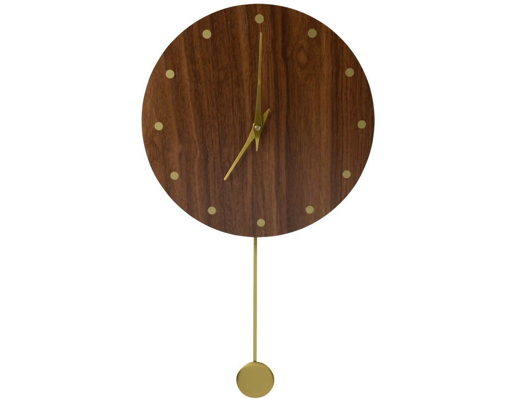 HORLOGE MURALE EN BOIS - NOYER - L30.00-W4.00-H53.00cm