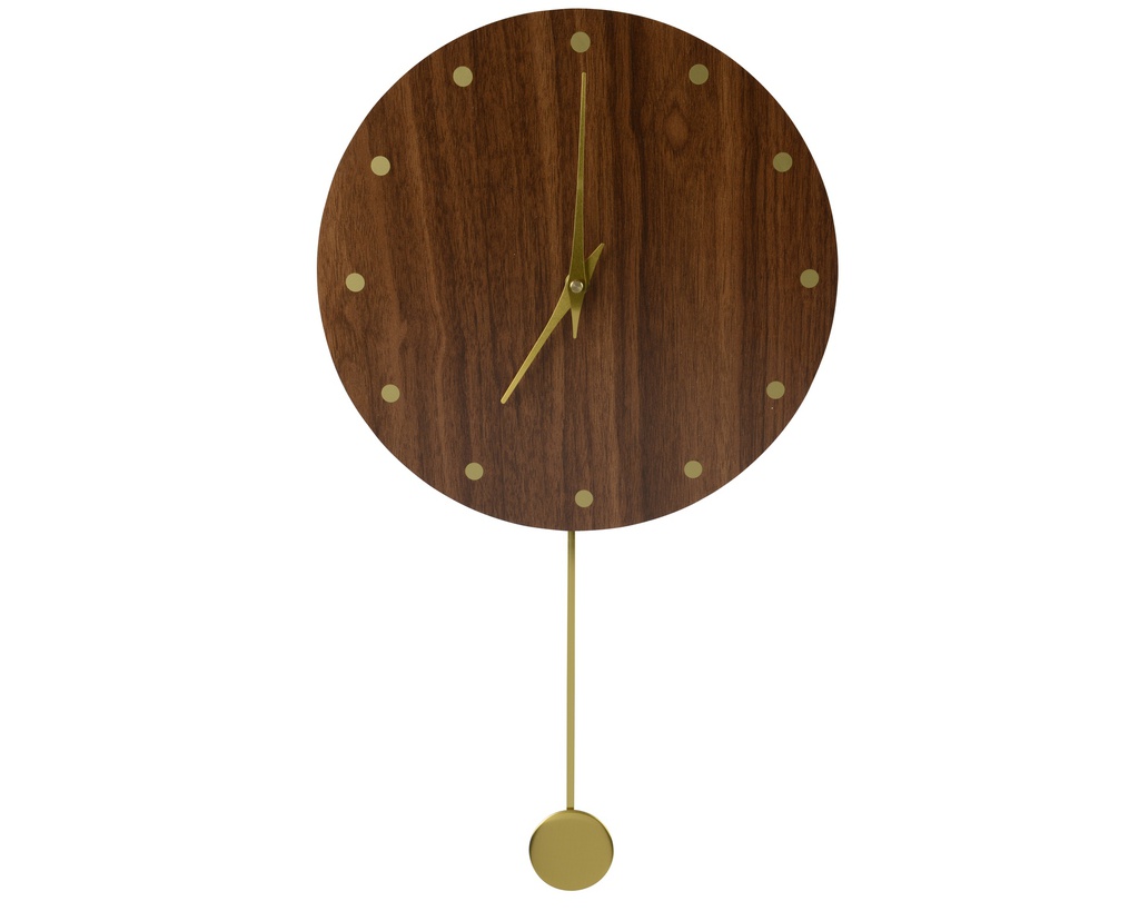 RELOJ DE PARED MADERA - NOGAL -  L30.00-W4.00-H53.00cm