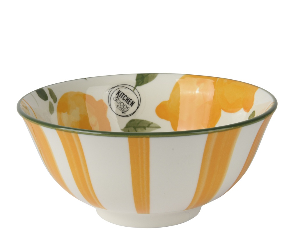 BOL EN PORCELAINE - MOTIFS DE FRUITS - dia15.50-H7.20cm