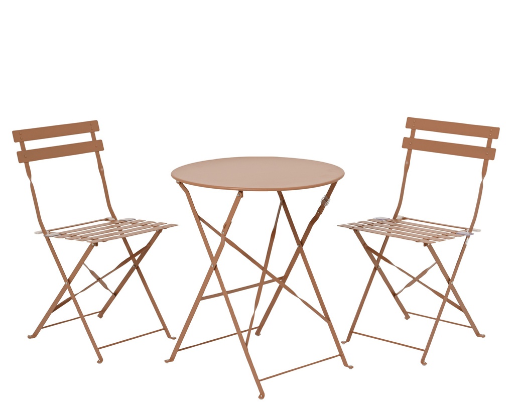 SET DE METAL P EXTERIOR STOCKHOLM - COLOR  TERRACOTTA dia60.00-H71.00cm /L46.00W41.00-H80.00cm