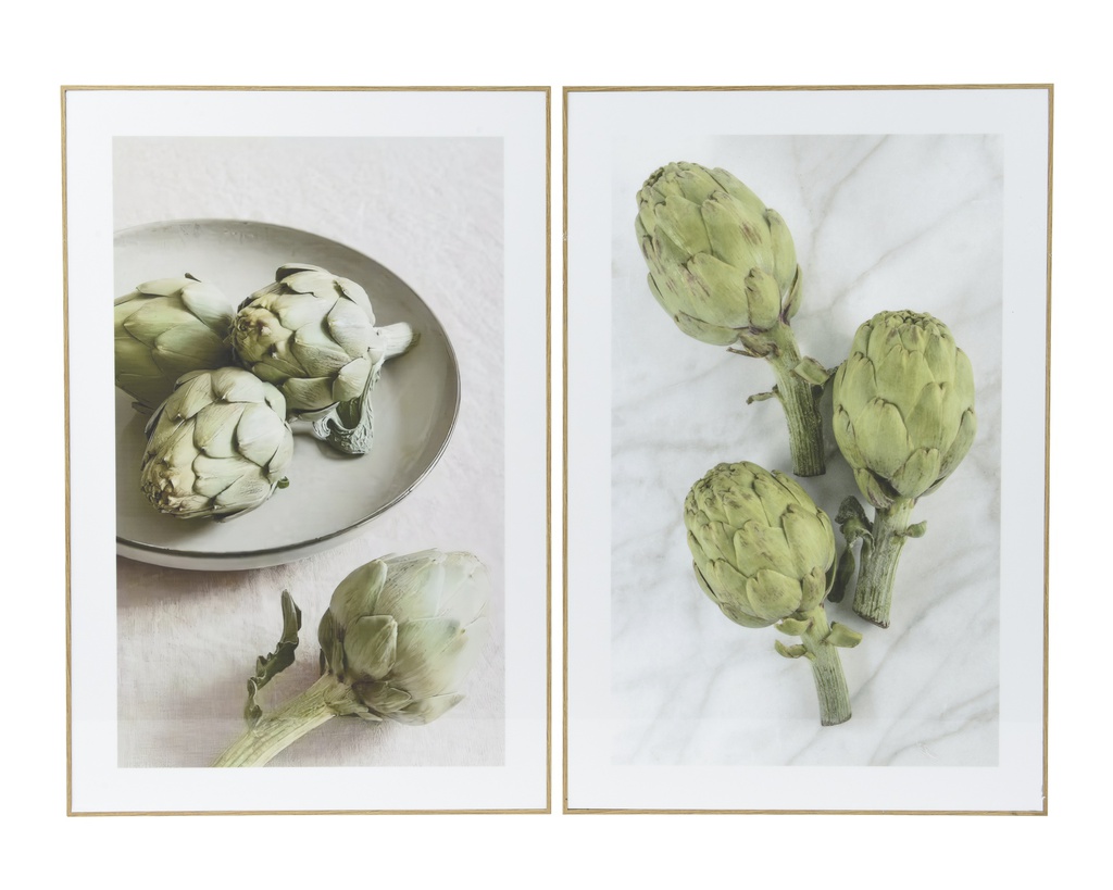 PEINTURE SUR TOILE - TONS VERTS/NATURELS - 2 MODÈLES - PRIX À L'UNITÉ - L2.50-W40.00-H60.00cm