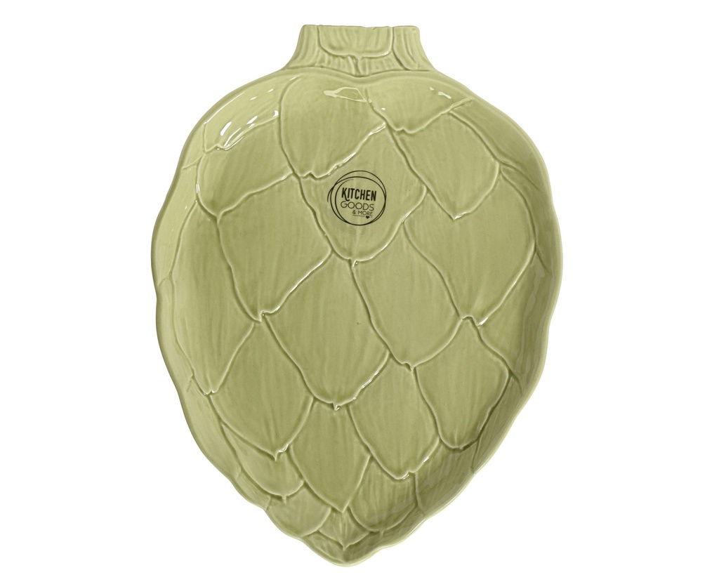 ASSIETTE EN CÉRAMIQUE VERTE - FORME DE FEUILLE - L16,30 - L21,90 - H2,00 cm