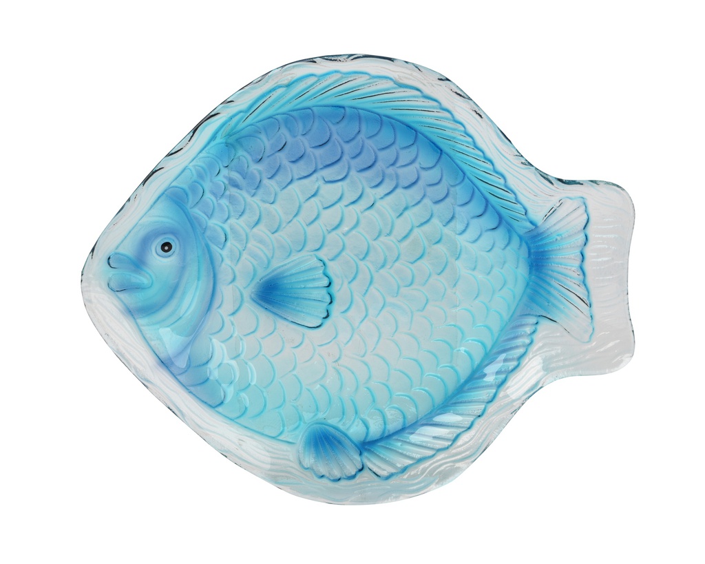 PLATEAU EN FORME DE POISSON - BLEU - L26.50-W32.00-H3.00cm