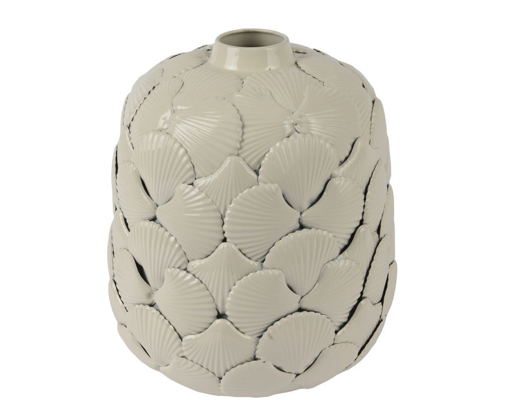 ***VASE IRON OFF-WHITE dia22.00-H25.50cm