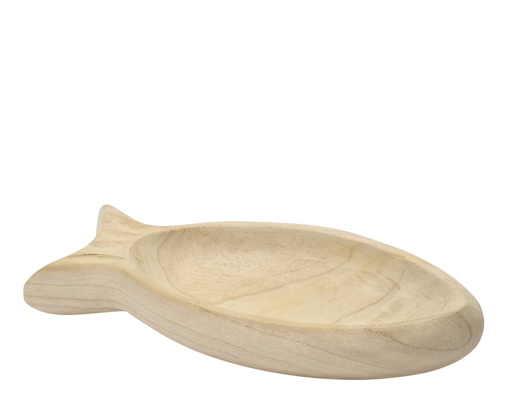 PLATEAU EN FORME DE POISSON - BOIS DE PAULOWNIA - L42.00-W6.00-H17.00cm