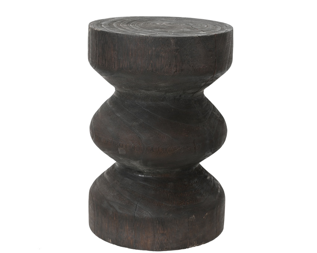 ***SIDE TABLE PAULOWNIA WOOD DARK BROWN dia25.00-H37.00cm