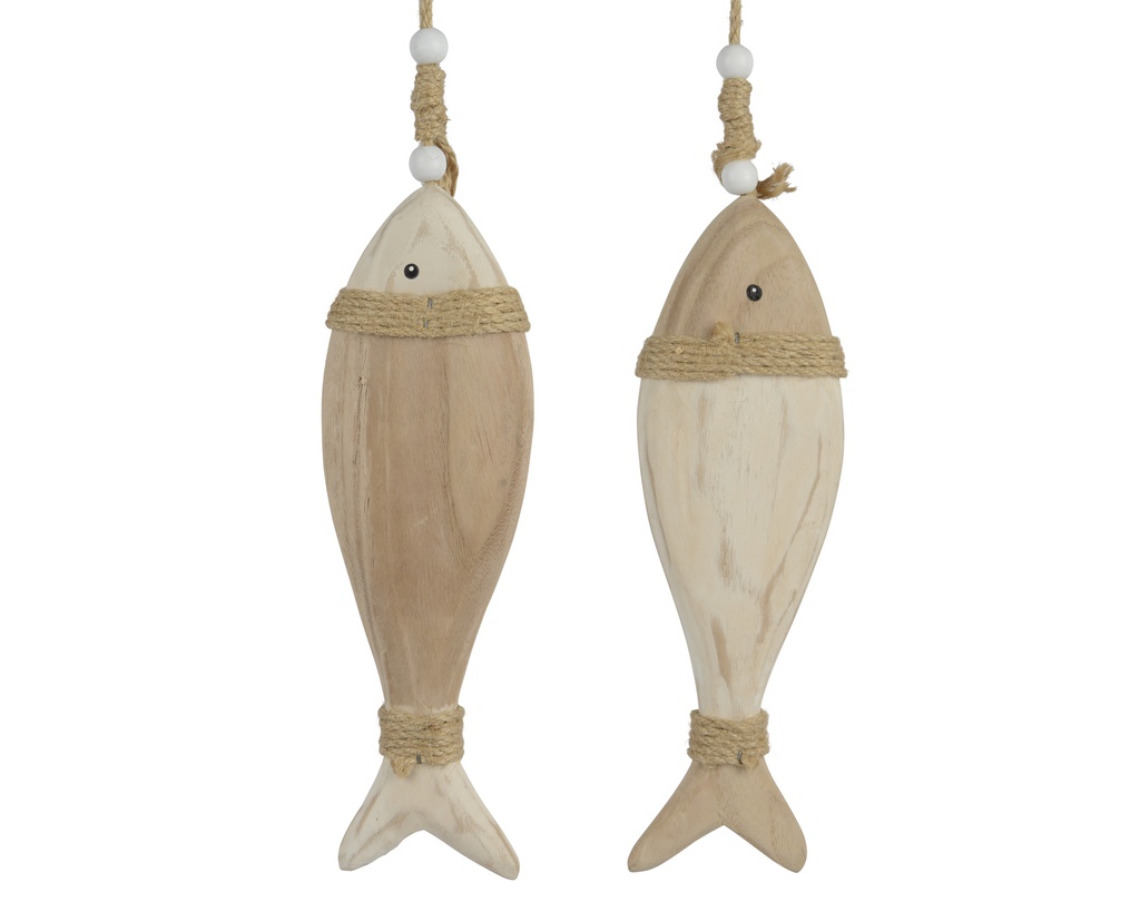 POISSONS EN BOIS DE PAULOWNIA - 2 MODÈLES - PRIX À L'UNITÉ - L8.50-W3.30-H40.00cm