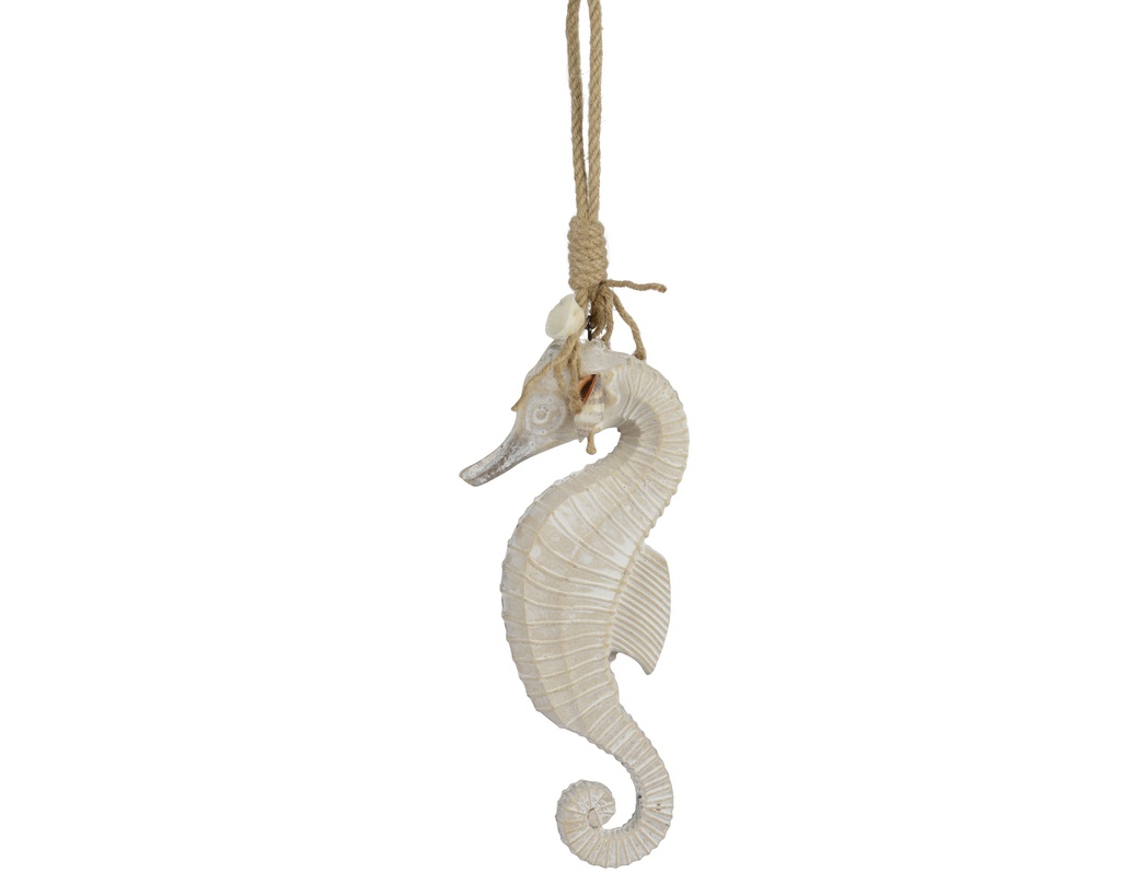 HIPPOCAMPE EN BOIS - BLANC - L4.20-W11.00-H30.00cm