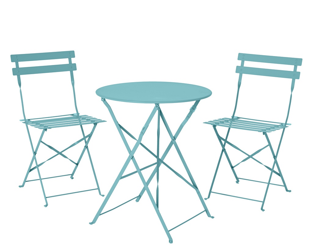 SET DE METAL P EXTERIOR STOCKHOLS - COLOR AQUA dia60.00-H71.00cm /L46.00W41.00-H80.00cm