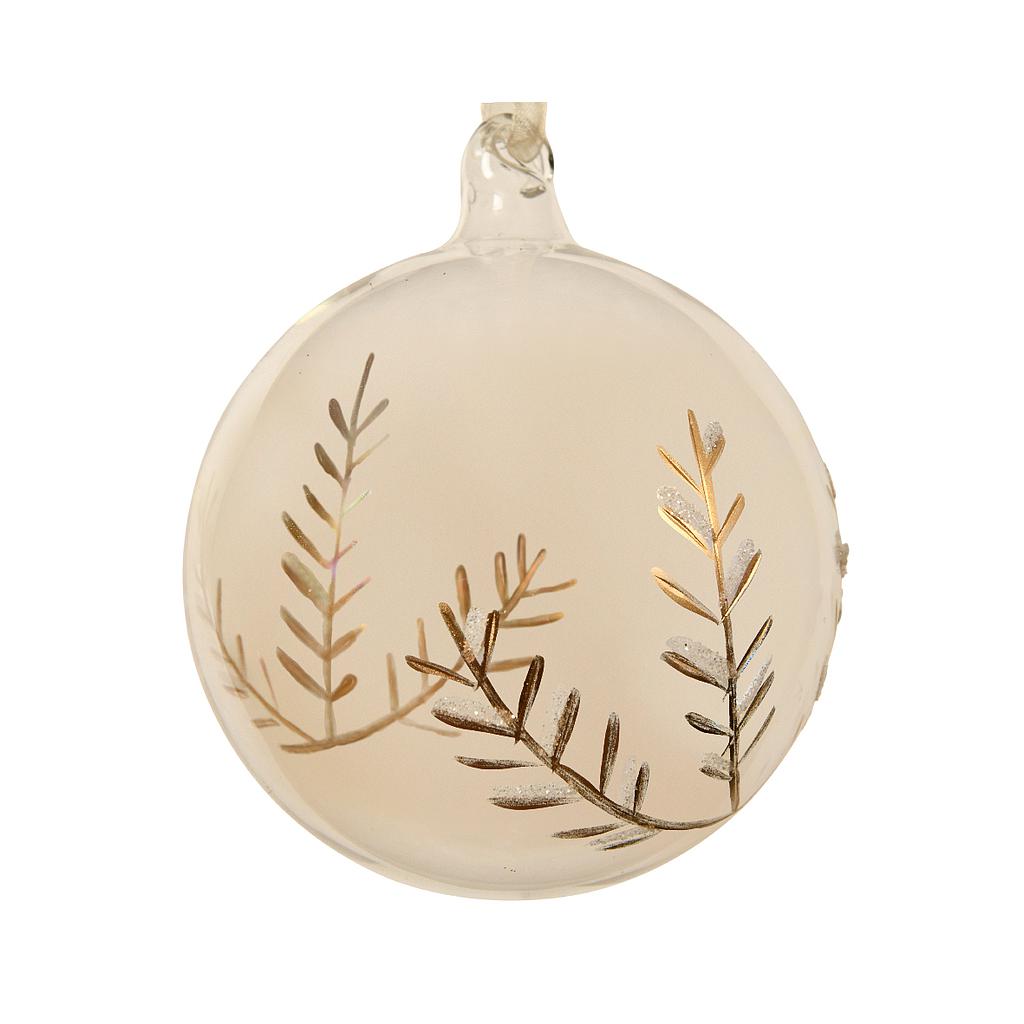 BOULE EN VERRE - FEUILLES DORÉES - 3 PIÈCES