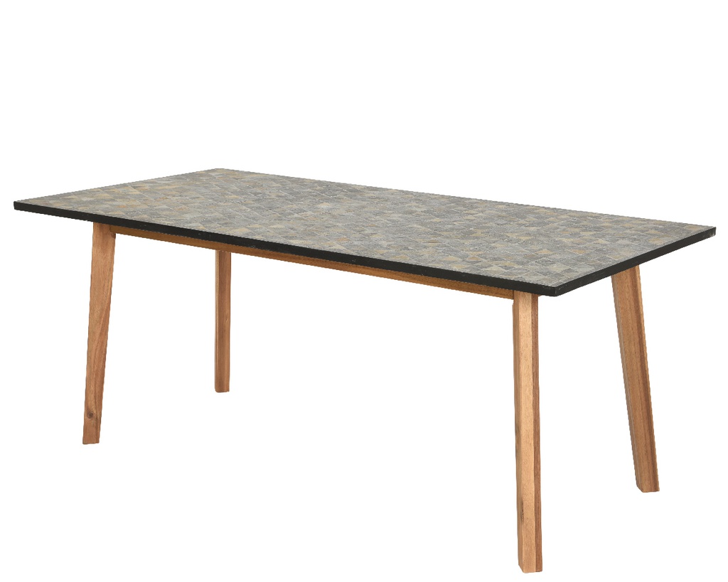 ***SEVILLE TABLE MOSAIC STONE BLACK/COLOUR(S) L90.00-W180.00-H76.00cm