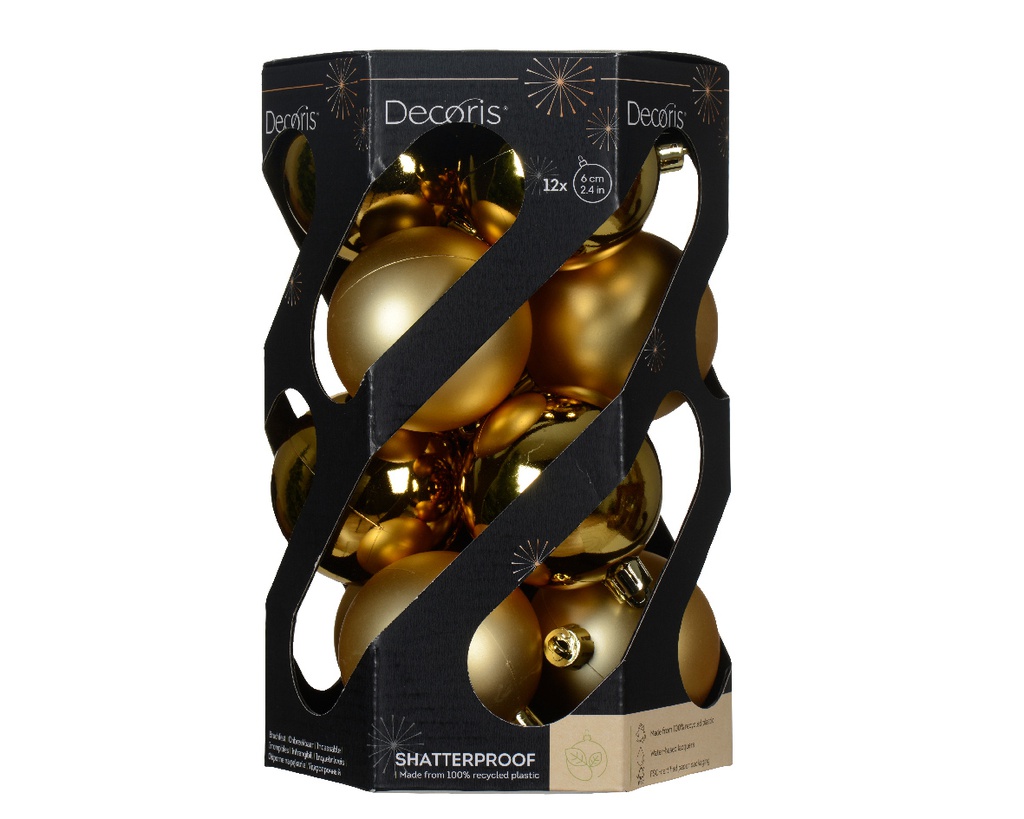 ***BAUBLES SHATTERPROOF SHINY- MATT LIGHT GOLD dia6.00cm