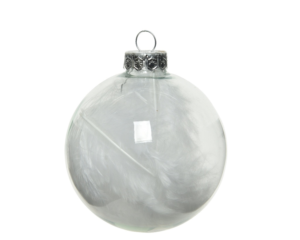 BAUBLES GLASS FEATHER INSIDE DIA7CM