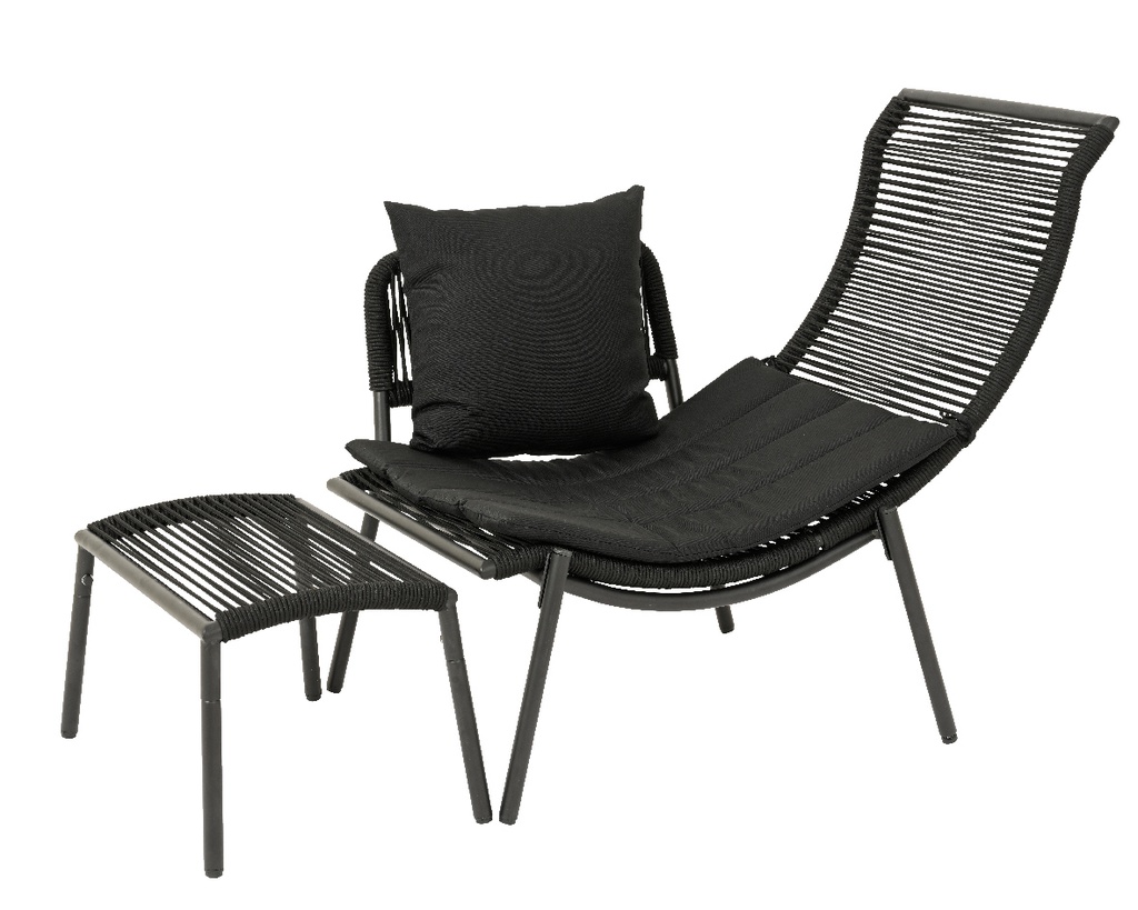 ***KAUAI SET POLYESTER ROPE BLACK L75.00-W99.00-H84.00cm /L41.00-W61.00-H34.00cm