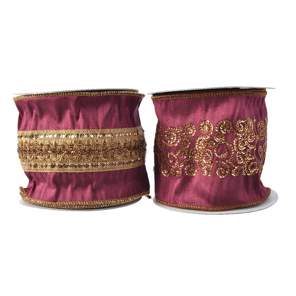 CINTA SEDA ROJO/MALVA 500X10CM 2SURT UD