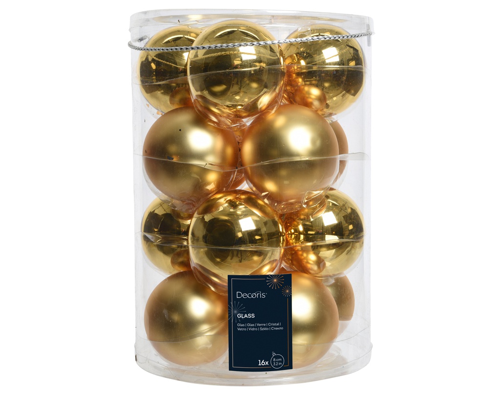***BAUBLES GLASS LIGHT GOLD dia8.00cm