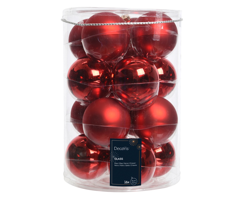 ***BAUBLES GLASS CHRISTMAS RED dia8.00cm