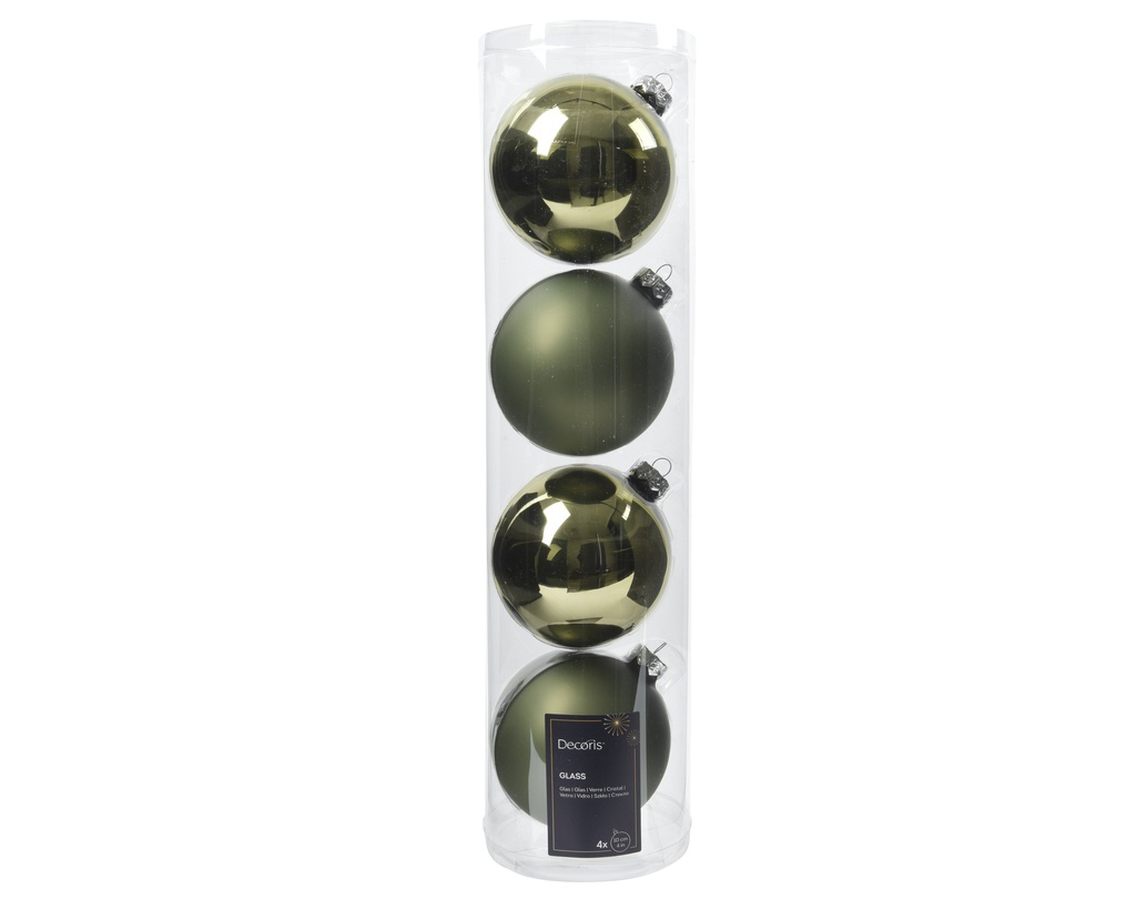 BOLA CRISTAL - ROSEMARY GREEN - DIAM 10 CM -  CAJA DE 4 BOLAS