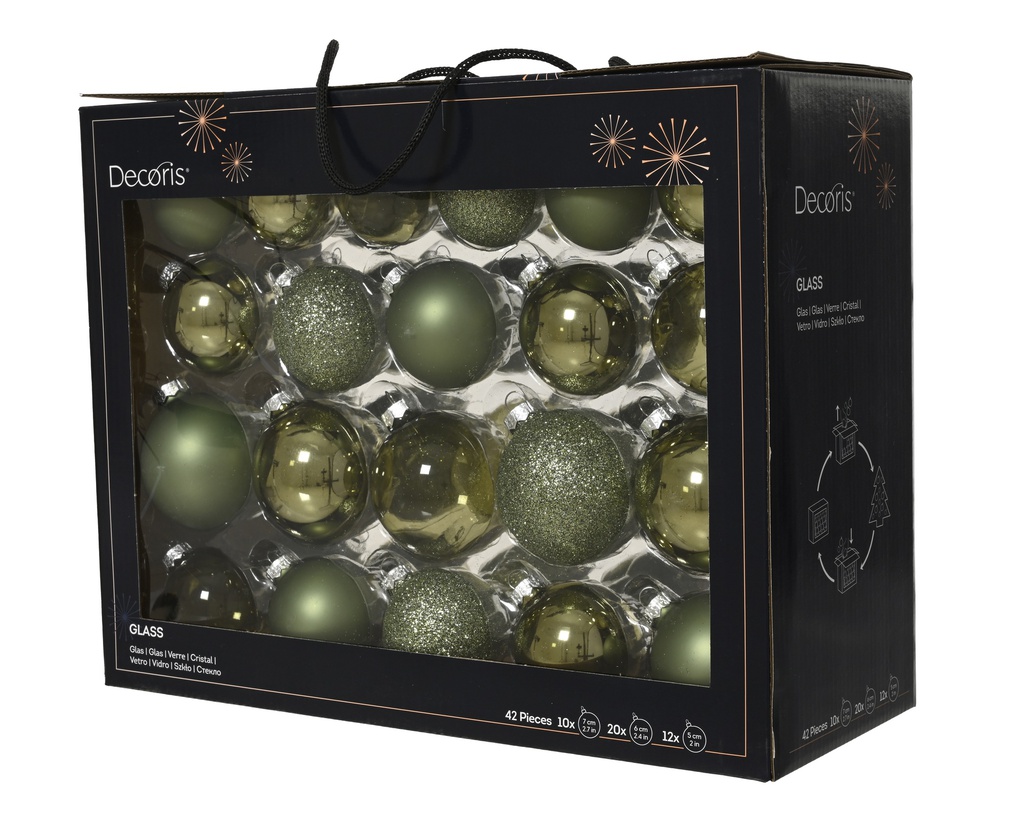 ***BAUBLES GLASS ROSEMARY GREEN dia7.00cm