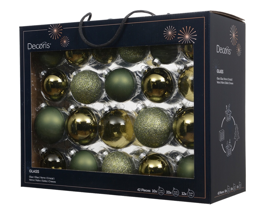 ***BAUBLES GLASS ROSEMARY GREEN dia7.00cm
