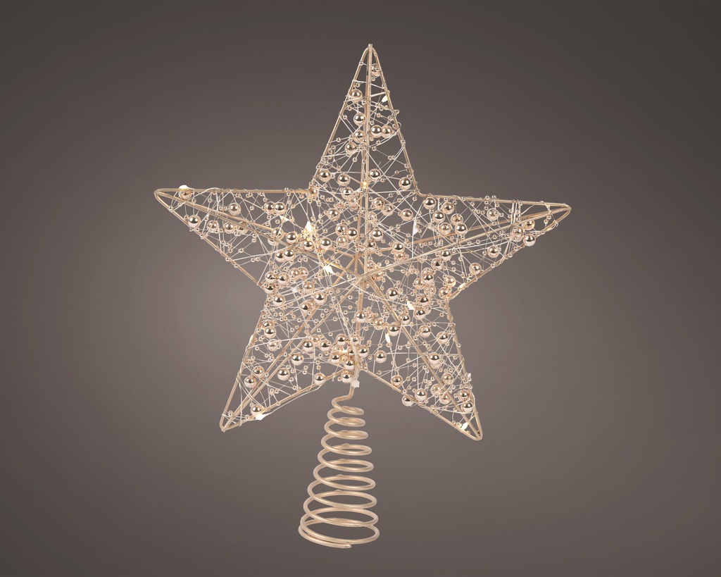 PUNTA ARBOL EN FORMA DE ESTRELLA - CON LUZ - DORADO - /WARM WHITE L6.00-W25.00-H27.00cm-15L