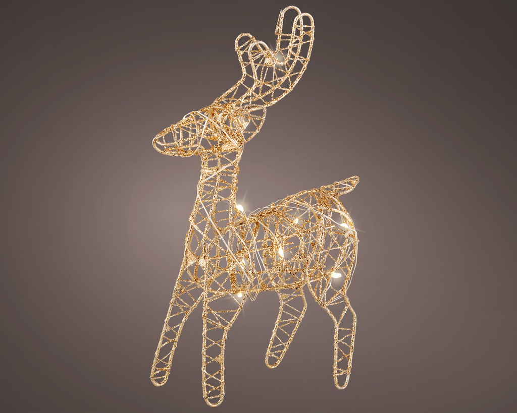 RENO CON LUZ - GOLD/WARM WHITE - L5.00-W12.00-H21.00cm-10LEDS