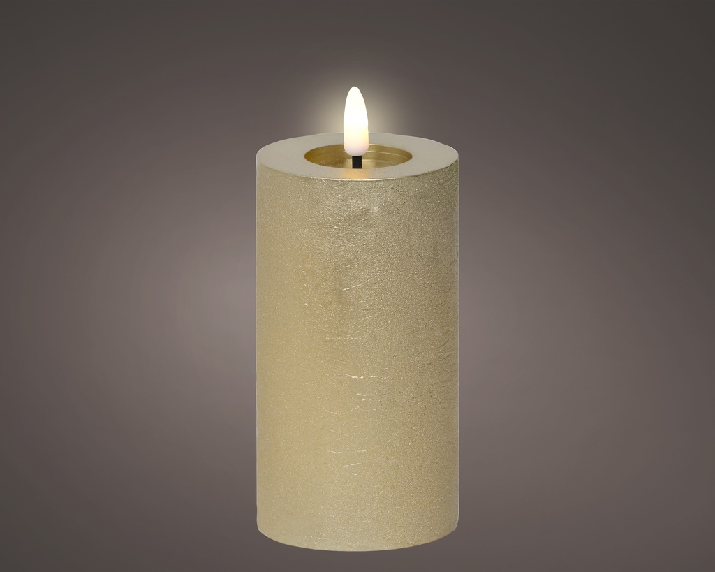 ***LED WICK CANDLE BO INDOOR GOLD/WARM WHITE dia7.00-H15.00cm-1L