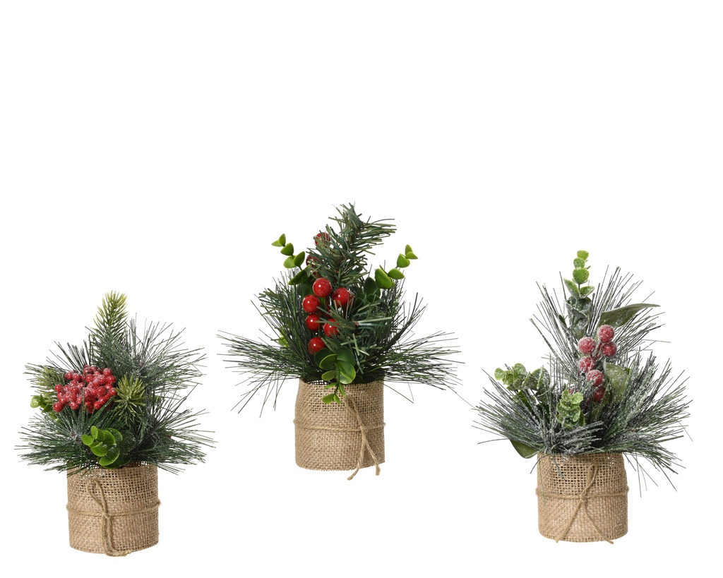 ***MINI TREE GLITTER- SNOWY- GREEN GREEN/COLOUR(S) dia15.00-H20.00cm