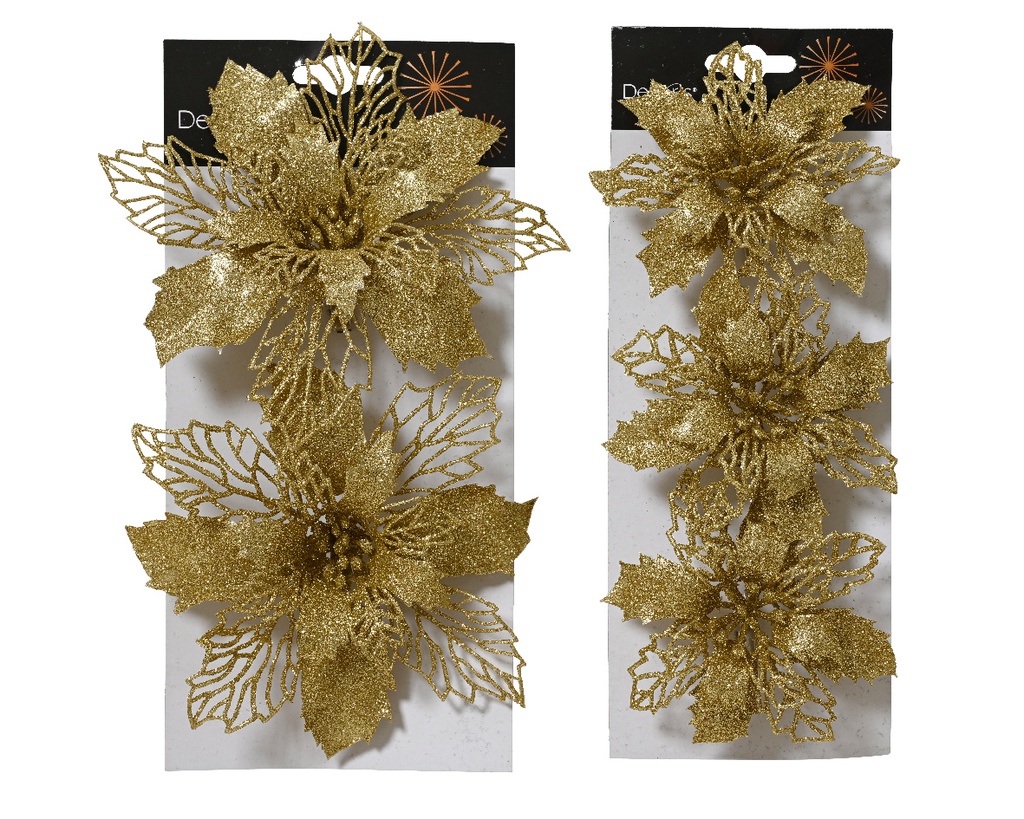 ***POINSETTIA PLASTIC GOLD L2.00-W13.00-H13.00cm