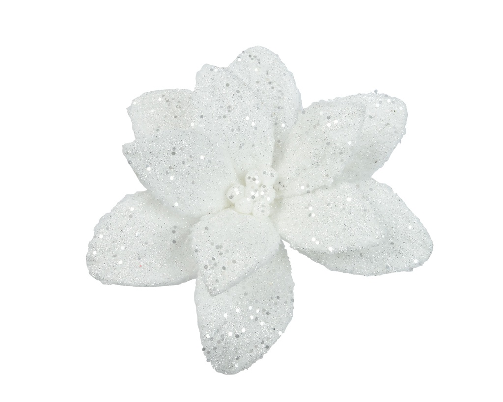 ***POINSETTIA FAUX FUR WHITE dia28.00-H10.00cm
