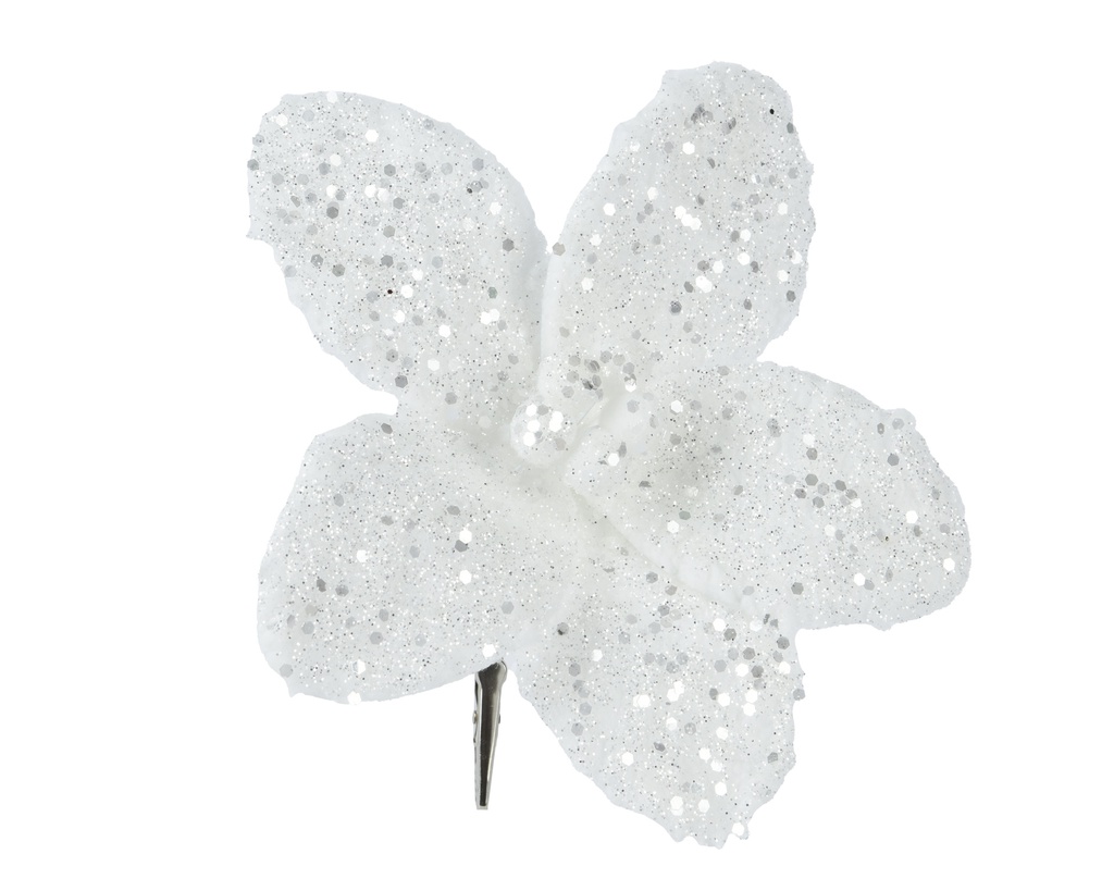 ***POINSETTIA FAUX FUR WHITE dia18.00-H6.00cm
