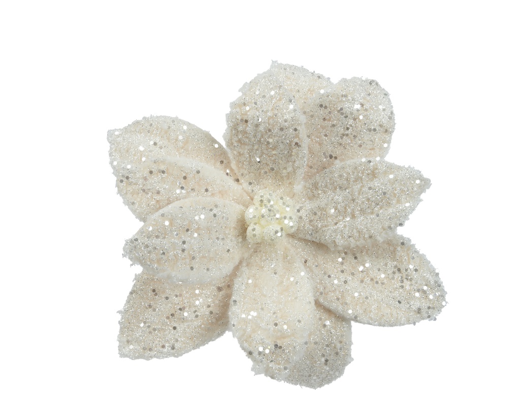 ***POINSETTIA FAUX FUR CREAM dia28.00-H10.00cm
