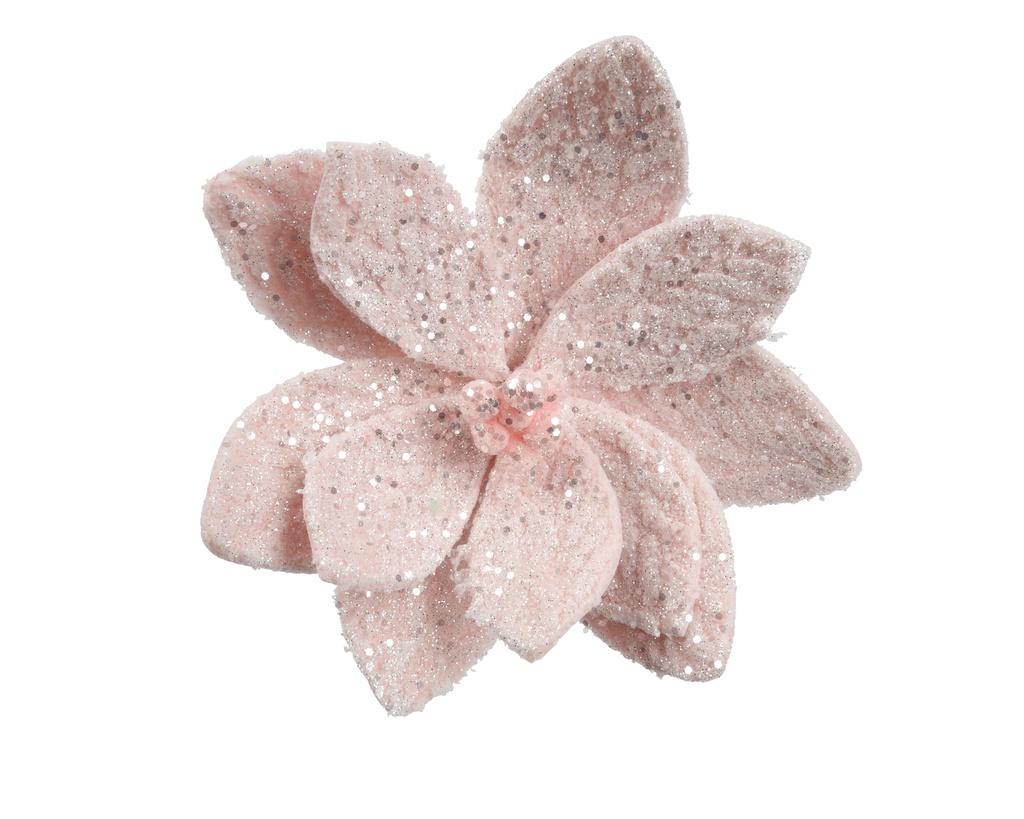 ***POINSETTIA FAUX FUR SOFT PINK dia28.00-H10.00cm