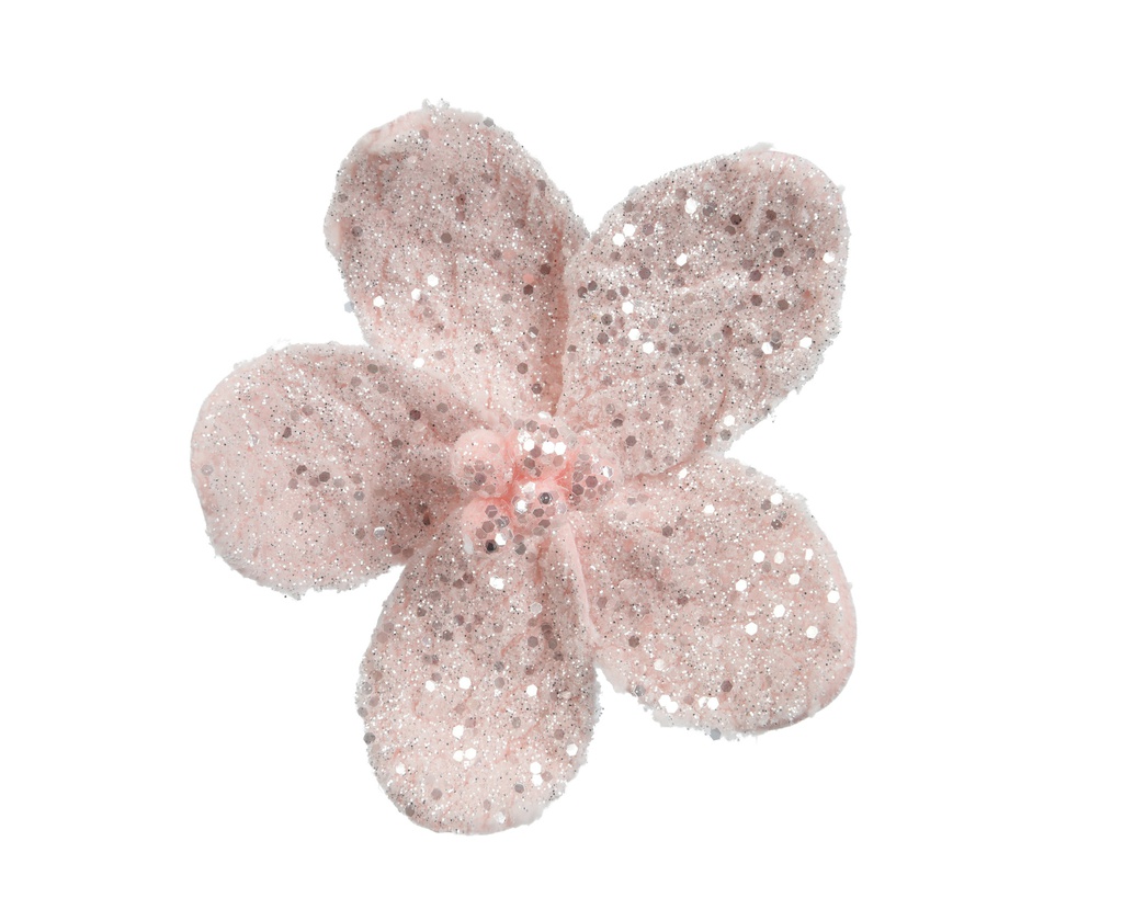 ***POINSETTIA FAUX FUR SOFT PINK dia18.00-H6.00cm