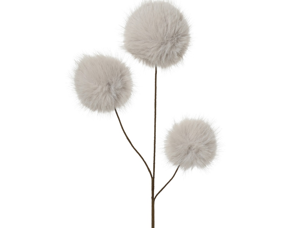 RAMA CON 3 POMPONES EN CREMA - PRECIOSO - L12.00-W12.00-H70.00cm