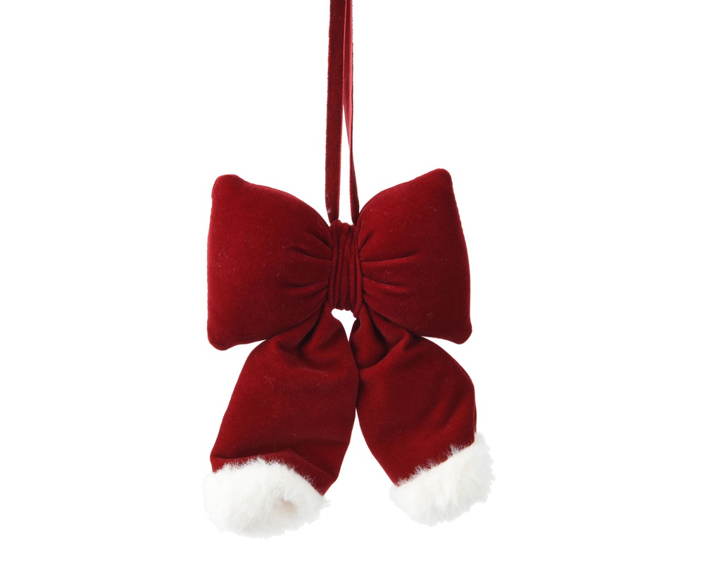 ***BOW POLYESTER VELVET OXBLOOD L21.00-W4.50-H26.00cm