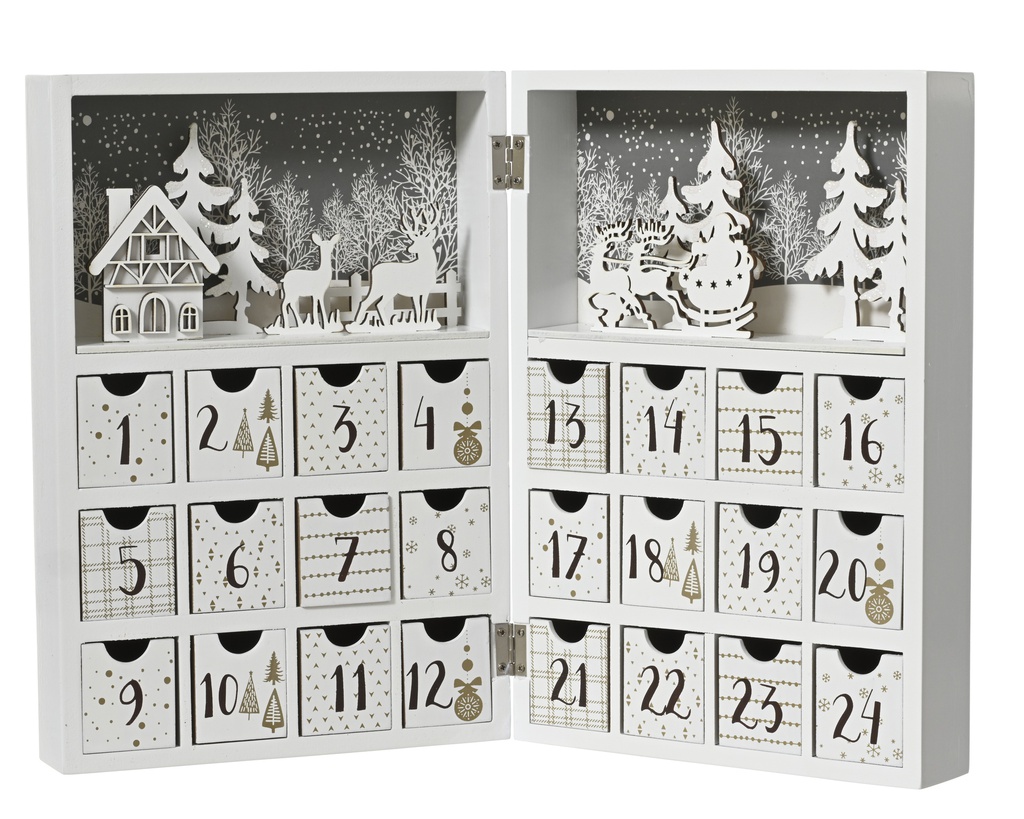 ***ADVENT CALENDAR MDF WHITE L21.00-W9.20-H30.00cm