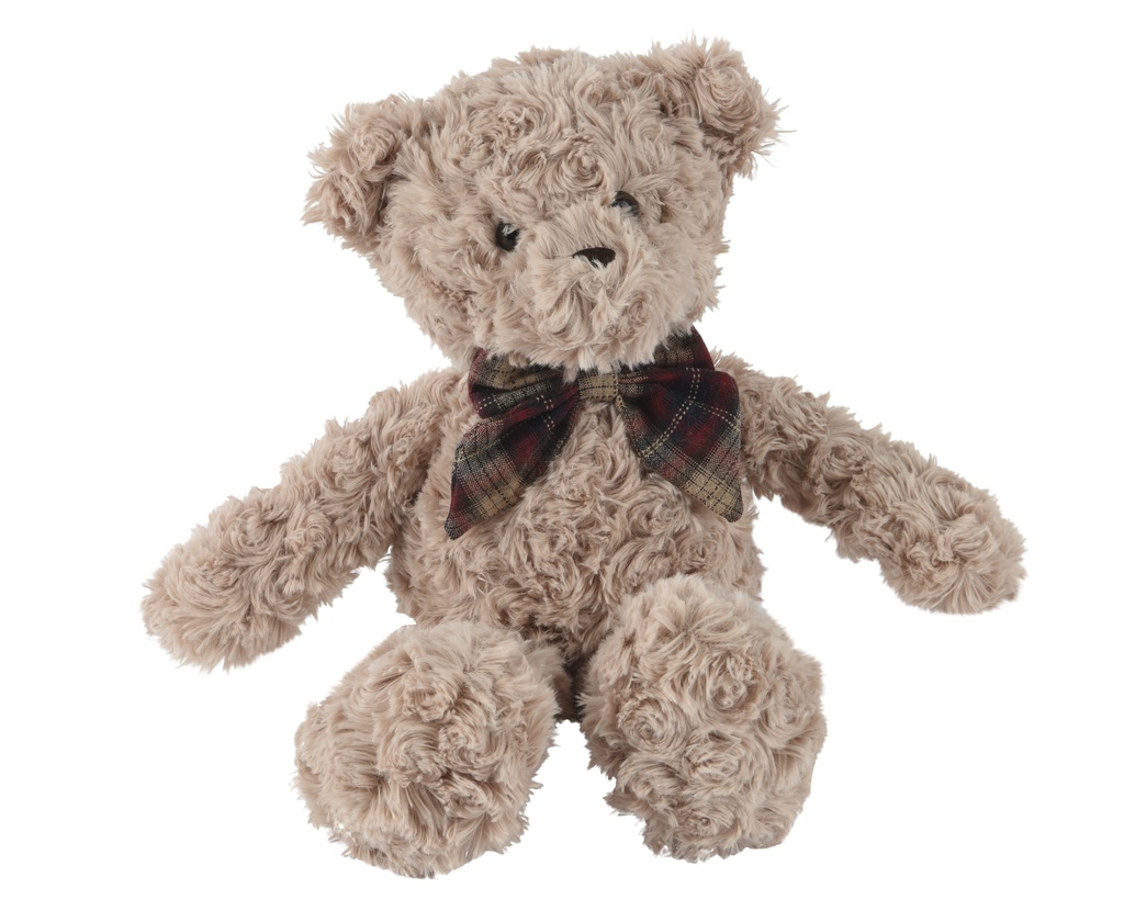 OURS BRUN AVEC UN NOEUD - PELUCHE - STYLE VINTAGE - L15.00-W10.00-H21.00cm