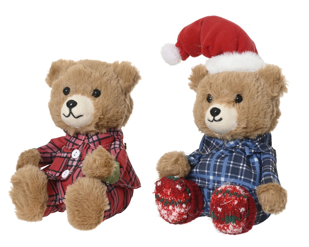 OURS EN PELUCHE EN PYJAMA - 2 MODELES - PRIX A L'UNITÉ - L15.00-W12.00-H20.00cm