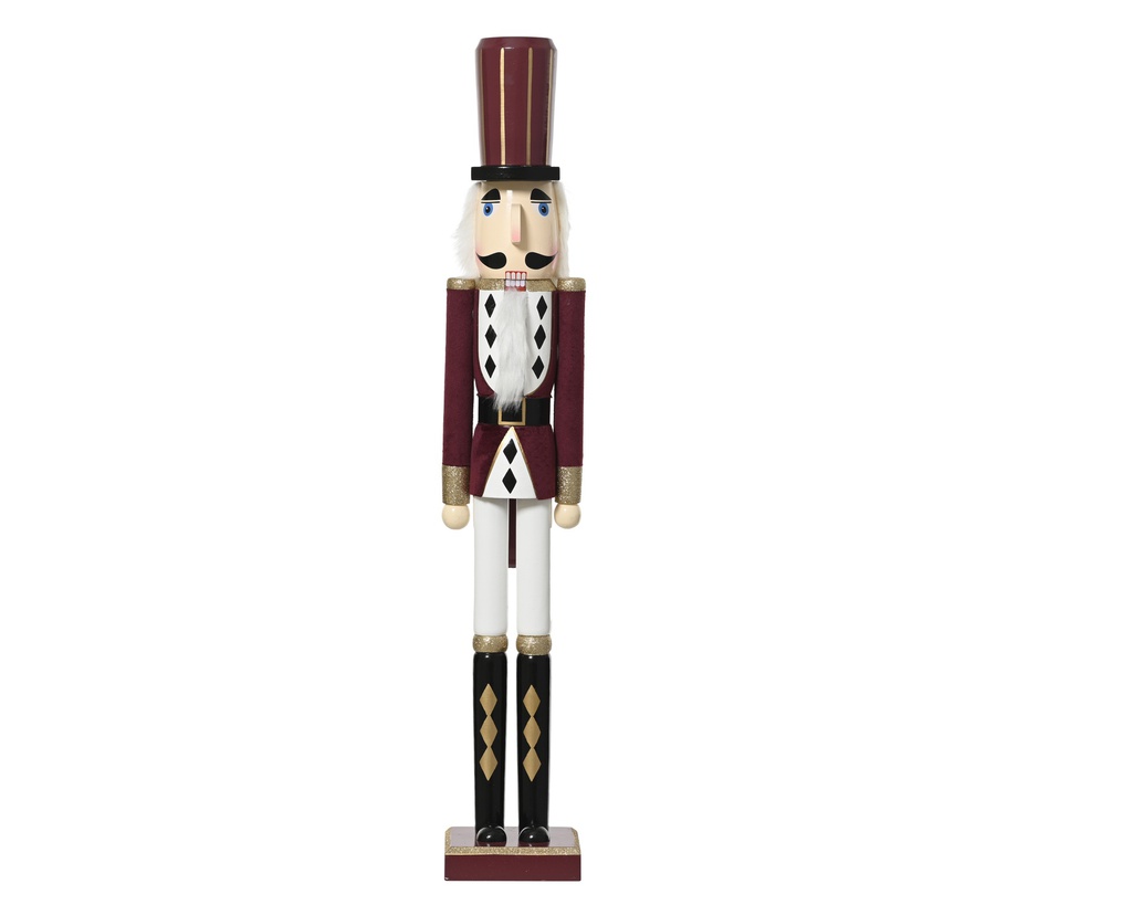 ***NUTCRACKER PINEWOOD MAROON L12.50-W11.50-H76.00cm