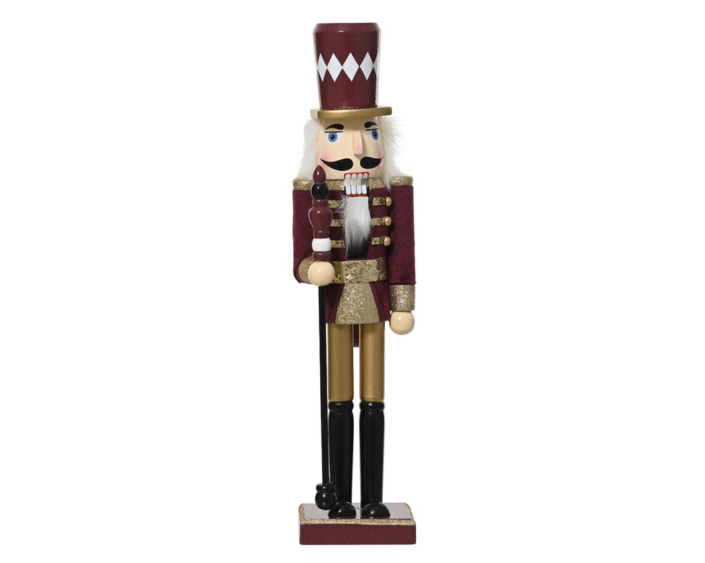 ***NUTCRACKER PINEWOOD MAROON L9.00-W7.00-H38.00cm