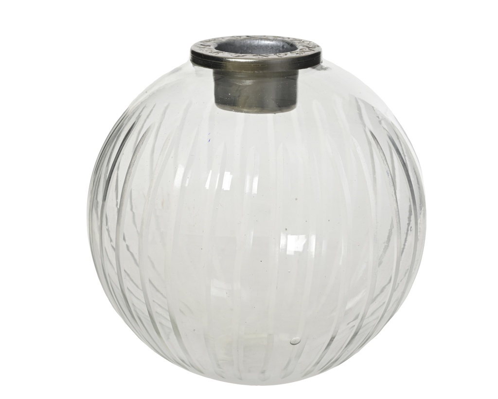 ***CANDLEHOLDER GLASS CLEAR L13.50-W13.50-H12.50cm