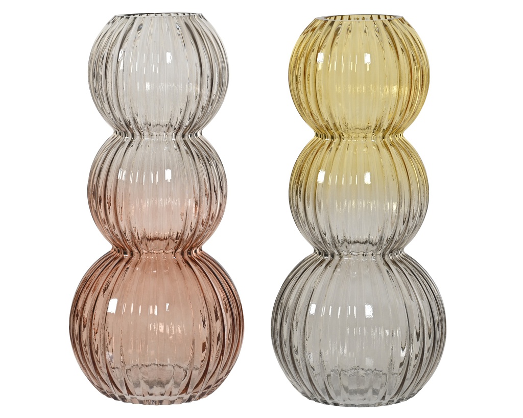 ***VASE GLASS ASSORTED dia15.00-H33.00cm