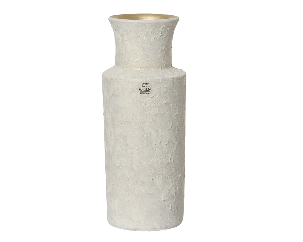 VASE EN TERRE CUITE BLANCHE - dia15.00-H40.00cm