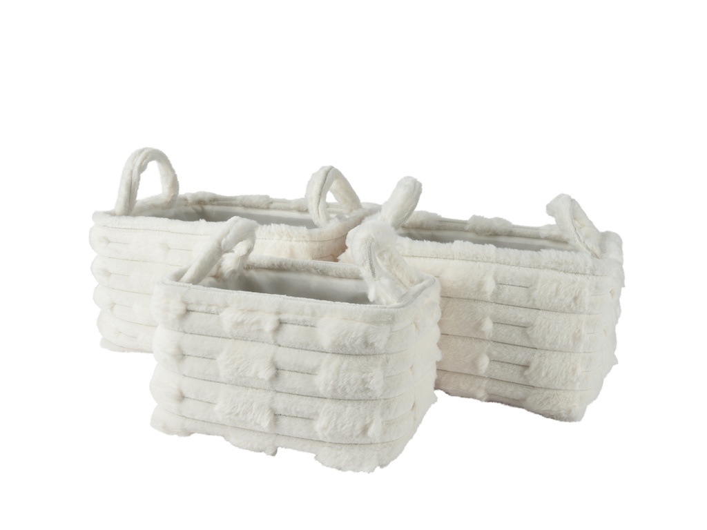 ***BASKET POLYESTER OFF-WHITE L30.00-W40.00-H22.00cm  L25.00-W35.00-H20.00cm  L20.00-W30.00-H18.00cm