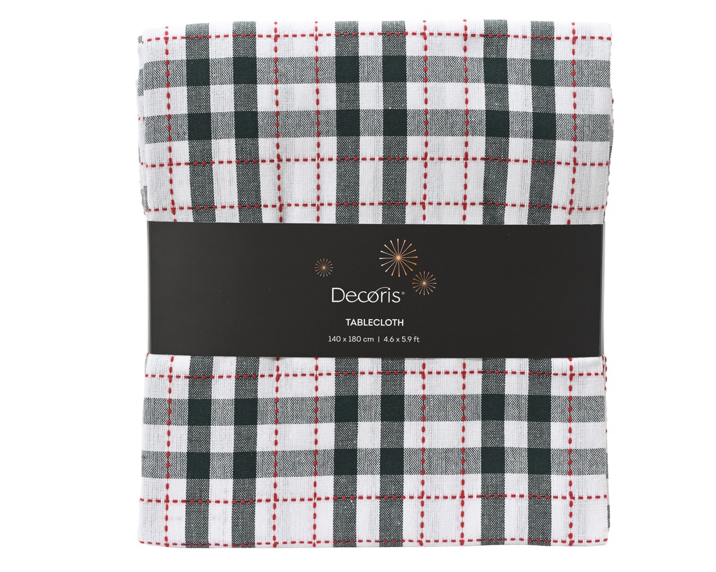 ***TABLECLOTH COTTON WHITE/GREEN L180.00-W140.00-H0.10cm