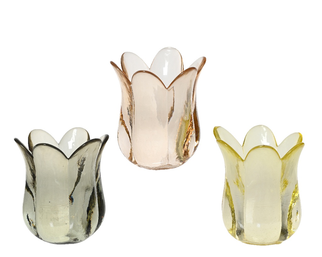 ***TEALIGHTHOLDER GLASS ASSORTED dia8.00-H9.00cm